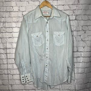 1970s Vintage Pearl Snap Wrangler Shirt Permanent Press Size Large